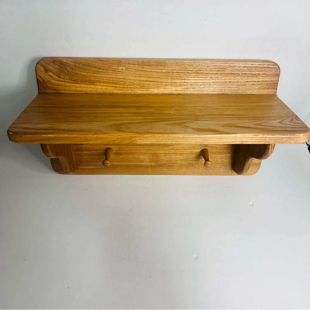 vintage wooden shelf heart cut out 2 pegs 10x18 inch‎ solid wood